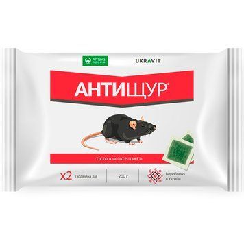 Родентицид Антищур 200 гр, Укравіт 7008 фото
