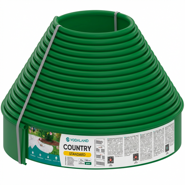 Бордюр садовий Country Standart H100 15м, Зелений 00800 фото