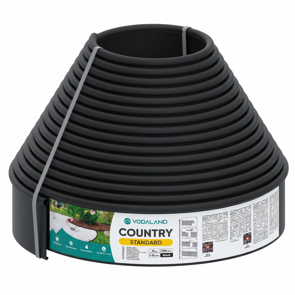 Бордюр садовий Country Standart H100 15м, Чорний 00799 фото